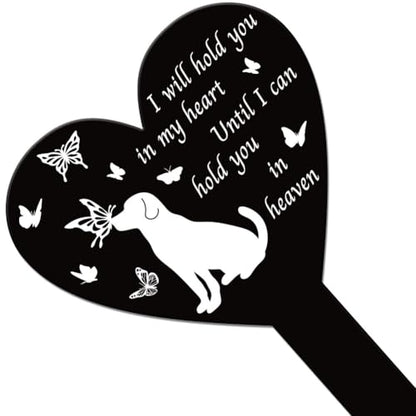GLOBLELAND Heart Shaped Dog Butterfly Garden Stake for Dogs Memorial Remembrance Plaque Stake Cemetery Acrylic Waterproof Sympathy Garden Stakes for Yard Grave Cemetery - color: Butterfly Dog