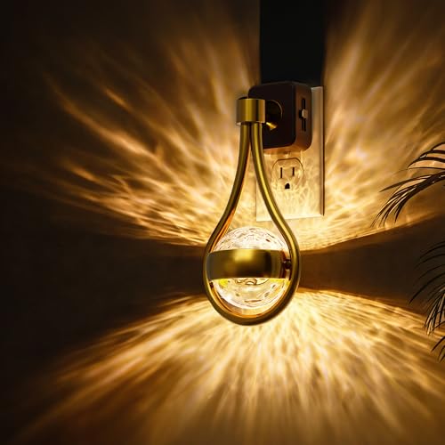 L LOHAS LED Night Lights Plug Into Wall, Star Projector Nightlight | Dusk to Dawn Sensor, 3000K Soft White, 330°Rotating Globe Night Light for Bedroom, Hallway, Home Decor, Gaming Room - color: Gold 3000K Sphere, size: 1 Pack