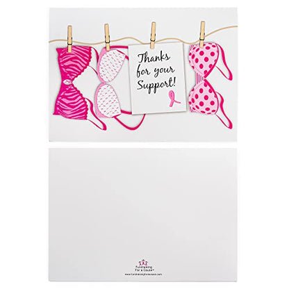 Fundraising For A Cause 12 Pink Ribbon Note Cards - Breast Cancer Thank You Cards with Envelopes