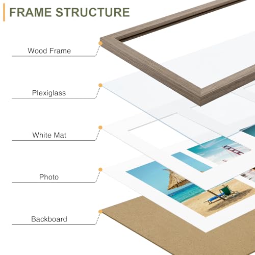 Vittanly 8x20 Collage Picture Frame, Displays 4Pcs 4x6 Photos, Light Taupe - color: Light Taupe, size: 8x20