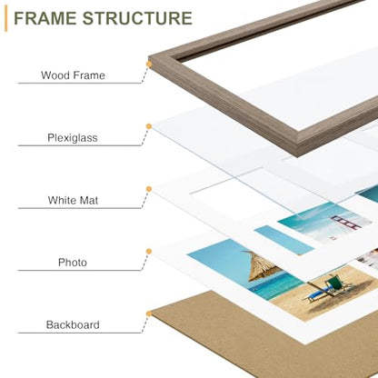 Vittanly 8x20 Collage Picture Frame, Displays 4Pcs 4x6 Photos, Light Taupe - color: Light Taupe, size: 8x20