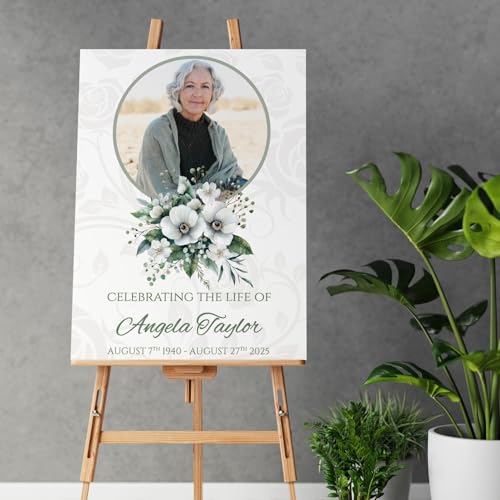 Floral Funeral Welcome Sign, Celebration of Life Welcome Sign, in Loving Memory Sign, Celebration of Life, Celebration of Life Sign, Memorial Sign with Photo,Funeral Welcome Sign #sq - color: Version #29