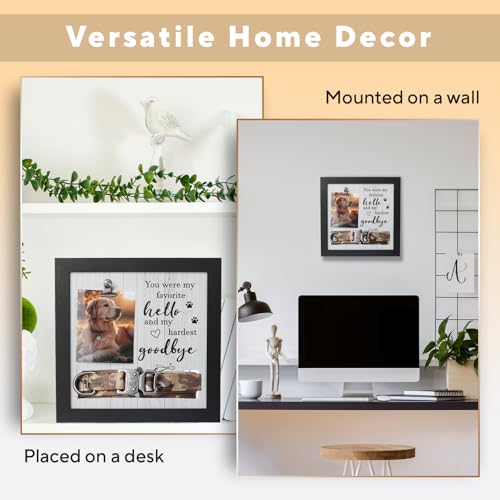 Pet Memorial Frame with Collar Holder – Dog and Cat Loss Remembrance Gift – You Were My Favorite Hello and Hardest Goodbye – Sympathy Keepsake Frame for Pet Lovers - color: Hardest Goodbye