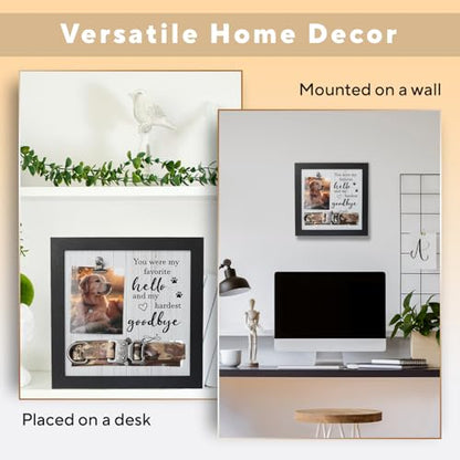 Pet Memorial Frame with Collar Holder – Dog and Cat Loss Remembrance Gift – You Were My Favorite Hello and Hardest Goodbye – Sympathy Keepsake Frame for Pet Lovers - color: Hardest Goodbye