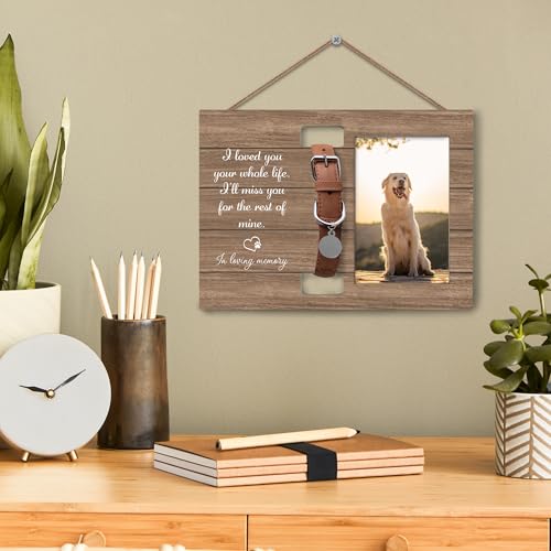 Pet Dog Memorial Loss Sympathy Gifts Gift, Pet Cat Dog Memorial Picture Frame with Collar Holder, I Loved You Your Whole Life I'll Miss You for The Rest of Mine Picture Photo Frames,4x6 Photo - color: brown