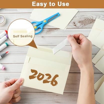 Silunkia 20 Packs Cream Blank Flat Note Cards and Envelopes 5 x 7 | Heavyweight Single Panel Cardstock and A7 Envelopes Printable Self Seal for Wedding Invitations, Thank You Cards - color: Cream, size: 5x7-20pcs