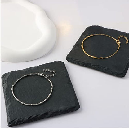 Morse Code Bracelets for Women, Gold Silver Stainless Steel Beads Bracelets - style: A new chapter-Gold