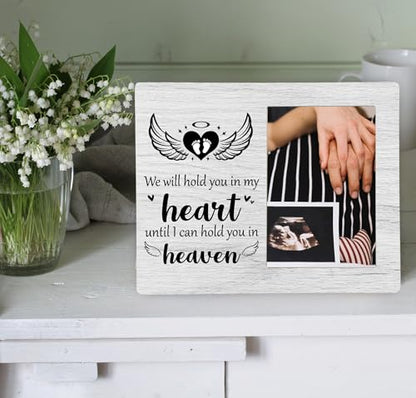 Baby Memorial Picture Frame, We Will Hold You in My Heart Remembrance Wooden Photo Frame Gifts for Loss of Baby, 4x6 inch Photo - style: Baby Memorial