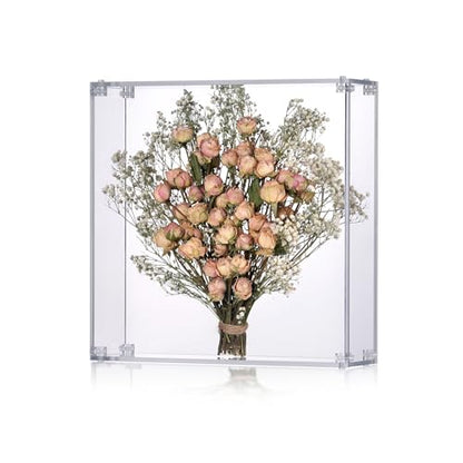 11.2x11.2 Acrylic Shadow Box, Assemble Display Case, DIY Tabletop/Wall Mount Display Frame, All Clear Memory Box for Dried Flowers/Kids Room/Birthday/Wedding(11.2x11.2x3”, Assemble Frame) - size: 11.2x11.2", Assembly Frame