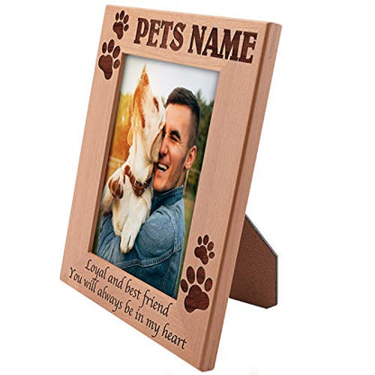 Pet Memorial, Personalized Picture Frame | 5x7 | Loss of Cat, Dog Gifts, Pet Memorial for Cats, Dogs - Loyal & Best Friend, Custom Engraved with Dog's Name & Years - Cat, Dog Owner Gift D#21 - size: 5x7