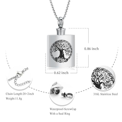Oinsi Beer Bottle Cremation Jewelry for Ashes Stainless Steel Cylinder Tube Memorial Urn Necklace Keepsake Pendant Jewelry for Human Ashes with Filling Kits - color: B-Silver