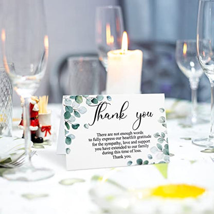 Marspark 25 Pack Sympathy Thank You Cards for Funeral with Envelopes Sticker and Message Memorial Bereavement Postcards for Loved Ones Family Friends Celebration of Life(Leaves) - style: Leaves
