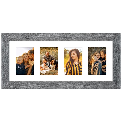 8x20 Collage Frame, 4 Open 4x6 Photo Frame Collage for Wall - color: Grey, size: 8x20 - (4 open4x6）
