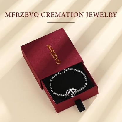 Cremation Jewelry Heart Urn Bracelet for Human Ashes for Women Men Memorial Keepsake Link Bracelet - color: Silver-Purple