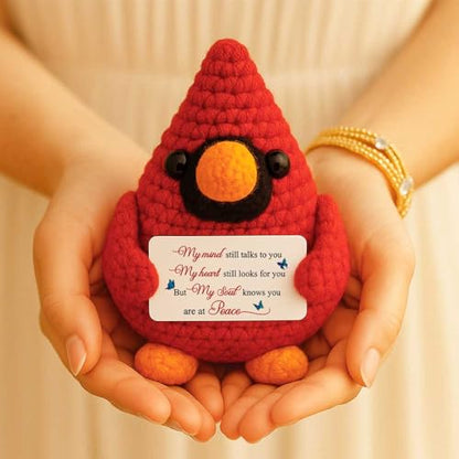 Cardinal Gifts for Women – My Mind Still Talks to You Handmade Crochet Cardinal, Memorial and Sympathy Gifts for Loss of Loved One, Bereavement Christmas Stocking Stuffers for Adults