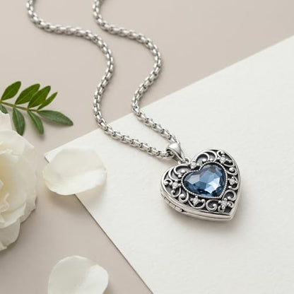 Heart Locket Necklace that Holds Pictures Memorial Jewelry Gifts
