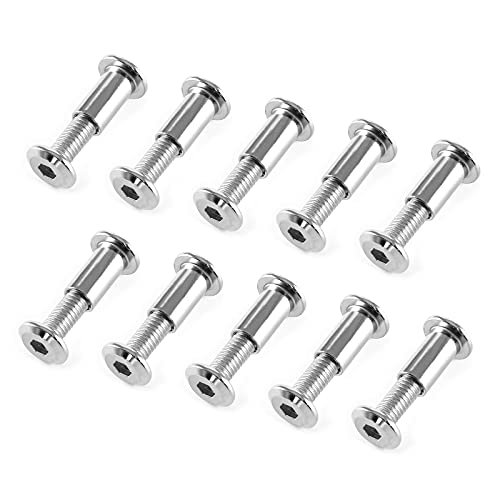 M6x20mm Hex Drive Socket Cap Bolt, Silver, 10 Pair (20 Piece) | Allen Wrench Included, Countersunk Screw Barrel Nuts, Binding Screws, For Crib Replacement Belt Cabinet - color: Silver, size: M6x20mm