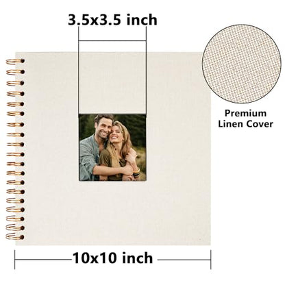 Vienrose Scrapbook 10x10 Inch Hardcover Kraft White Pages DIY Scrapbook Photo Album Linen Cover Scrap Book Photo Albums Scrapbooking Supplies Kit for Couple Family Wedding Travel - color: Beige, size: 10 Inch 20 Sheets