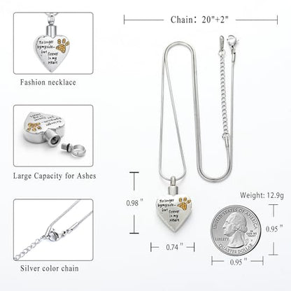 memorial jewelry No Longer by My Side,But Forever in My Heart Carved Locket Cremation Urn Necklace for Pet Dog Cats - color: Yellow