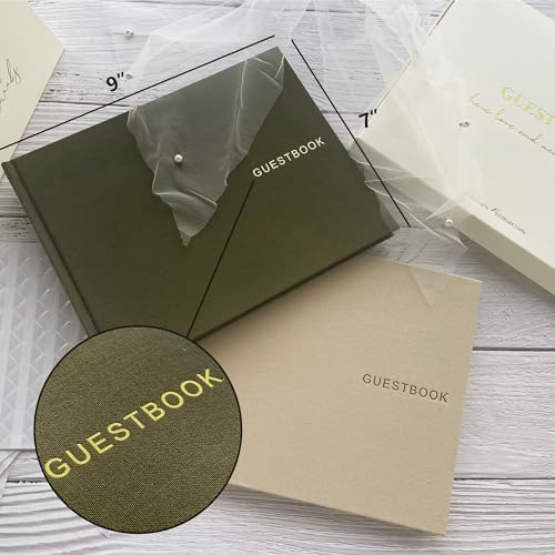 LADY&HOME Linen Wedding Guest Book for Wedding Reception-Guestbook to Sign in,Baby Shower Guest Book,Photo and Polaroid Guest Book for Bridal Shower (Emerald Green) - color: Emerald Green