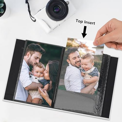 Small 4x6 Photo Album 100 Pockets Linen Cover White - color: White, size: 100 Pockets