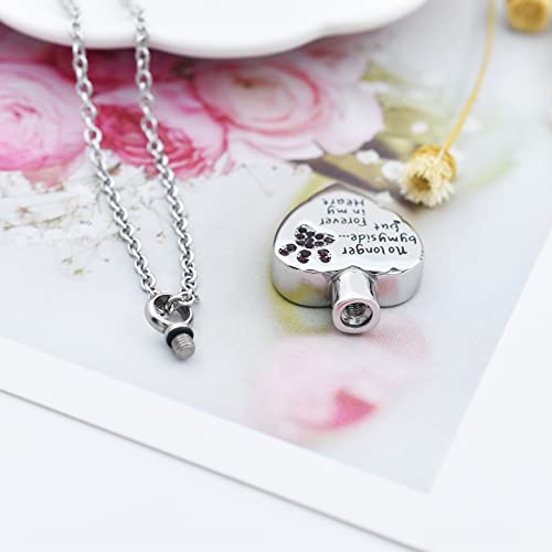 Fashion Pet Cremation Jewelry Stainess Steel Heart Keepsake Ashes Necklace Dog Cat Paw Memorial Urn Pendant - color: Purple