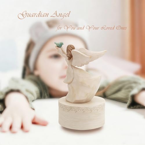Music Box, Guardian Angel Musical Box Figurine Holding Dove, Sculpted Hand-Painted Music Boxes Figures Wind Up Angel Musical Boxes for Women Girls in Christmas Birthday Anniversary - color: Angel Figurines Pigeon-1