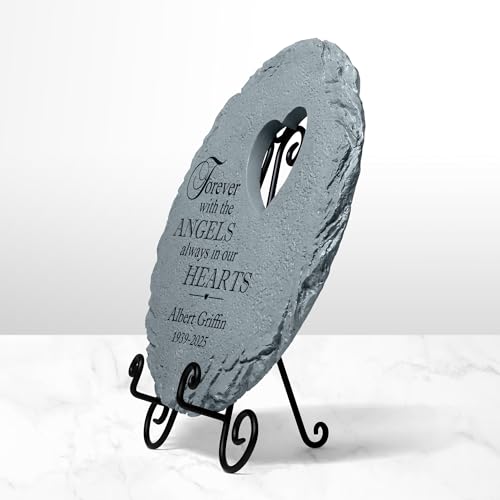 Let's Make Memories Personalized Always in Our Hearts Memorial Garden Stone - Sympathy Marker - style: With the Angels - Circle