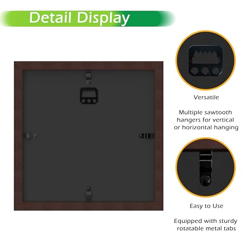 FrameWorks Mahogany Wooden Shadow Box Frame - 8' x 8' Display Case with Soft Felt Back, Tempered Glass, Elegant White Ball Push Pins - color: Mahogany, size: 8"x8"