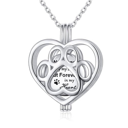 DAOCHONG Cat Urn Necklace Pet Cremation Memorial Jewelry for Women | 925 Sterling Silver Cremation Pendant | Dog Cat Paw Print Heart Locket | Pet Ashes Keepsake for Loved Ones - style: Pet Urn Necklaces