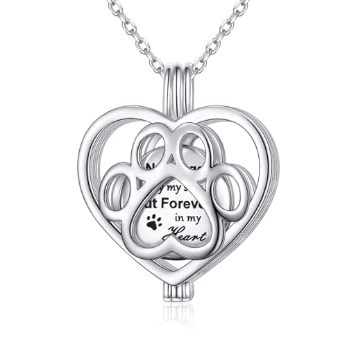 DAOCHONG Cat Urn Necklace Pet Cremation Memorial Jewelry for Women | 925 Sterling Silver Cremation Pendant | Dog Cat Paw Print Heart Locket | Pet Ashes Keepsake for Loved Ones - style: Pet Urn Necklaces
