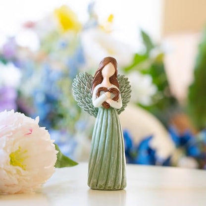 Remembrance Angel Figurines,Sympathy Gifts for Loss of Loved One,Grief Gifts for Women,Memorial Gifts to Hold Each One Safely in Your Heart,Hand-Painted Figurine.Life was a willow branch heart. - color: Green