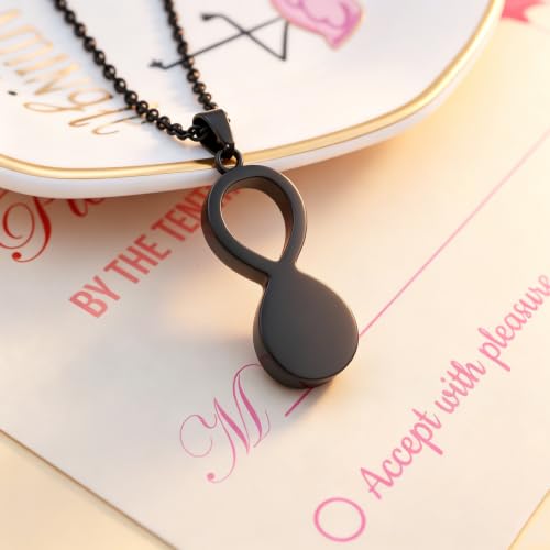 Infinity Pet Urn Necklace for Ashes Dog Cat Paw Print Eternal Love Cremation Jewelry Keepsake Ashes Necklace Stainless Steel Memorial Urn Pendant Necklace Infinite Shape Funeral Urn Necklace - color: Black