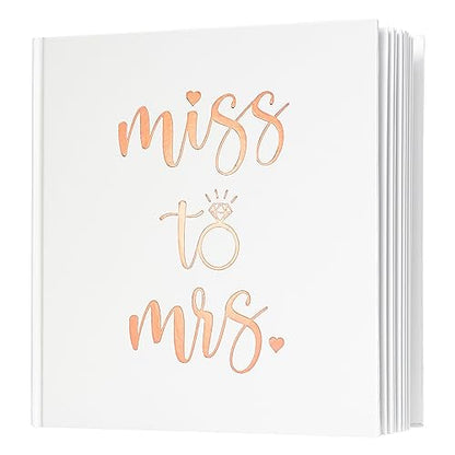 Calculs Polaroid 'Miss to mrs' Picture Book Bridal Shower Guest Book Blank Pages for Instant Film Rose Gold Bachelorette Party Sign in Book 8.5” Square White Cover Rose Gold Foil Stamping - style: Modern