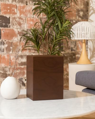 Wooden Cremation Urn for Human Ashes Adult Large Walnut Wood Urn Box TSA Travel Urn Modern Minimalist Memorial Burial Urn Holds 300 lb for Male Female Premium Decorative Funeral Box with Non-Slip Pads