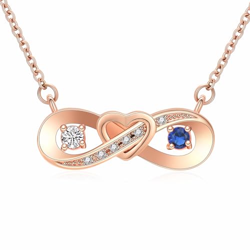 Infinity Love Urn Pendant Stainless Steel Snake Chain Cremation Jewelry for Ashes for Woman Free Filling Tools Include - color: New-Rose Gold-White+Blue