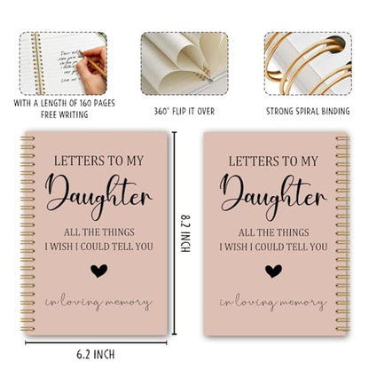 Daughter Memorial Gifts Spiral Notebook Journal, Sympathy Bereavement Gifts for Loss of Daughters Notebook, Letters to My Daughter in Loving Memory Journal, 5.5x8.3 Inches - style: daughter