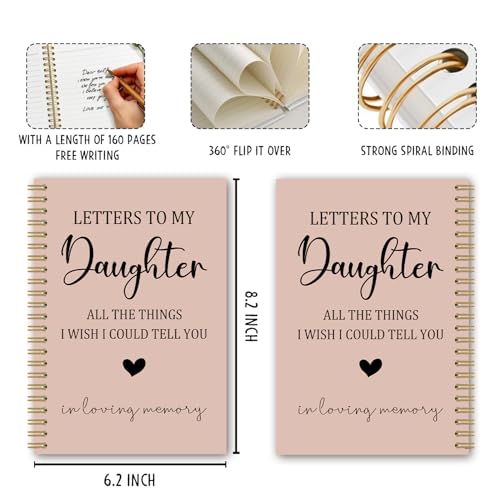 Daughter Memorial Gifts Spiral Notebook Journal, Sympathy Bereavement Gifts for Loss of Daughters Notebook, Letters to My Daughter in Loving Memory Journal, 5.5x8.3 Inches - style: daughter