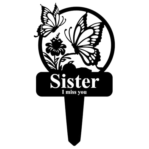 Memorial Grave Stake Sister - 12.5"x7.2" Metal Sympathy Plaque for Cemetery Decorations for Grave Markers Graveside Stakes Decor Sign for Graves Memorial Gift for Loss of Sister - color: Sister-3