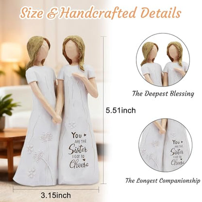 Best Friend Birthday Gifts for Women - Resin Sister Figurines Best Friend Sister Birthday Gift Ideas Unique Gifts for Sisters from Sister - Hand-Painted Figure (White) - color: 2 Sisters