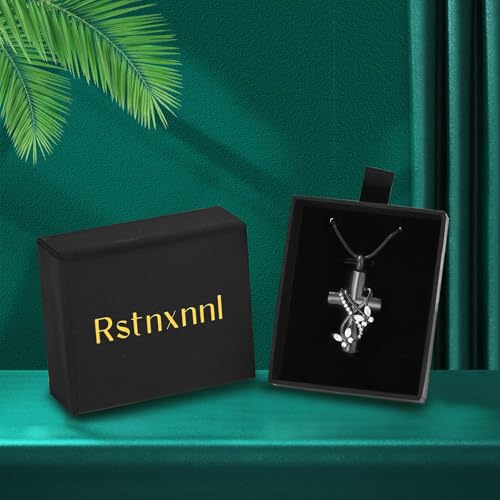 Butterfly Cross Cremation Jewelry Urn Necklaces Stainless Steel Cross Urn Necklaces for Ashes Memorial Keepsake Pendant for Women Gifts With Funnel Kit & Bag - color: Grey+White