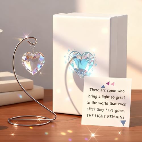 Novabright Tabletop Sympathy Gift with Stand Crystal Suncatcher Ornament Christmas Decor Memorial Gifts Loss of Family & Loved Ones Grief Gift for Bereavement & Daily Remembrance (Transparent,Heart) - color: Transparent, style: Heart