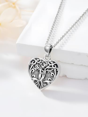 Personalized Heart Locket Necklace That Holds Pictures 925 Sterling Silver Custom Photo Lockets Necklaces Jewelry Gifts for Family Women Lover - color: Couple tree, style: Locket Only