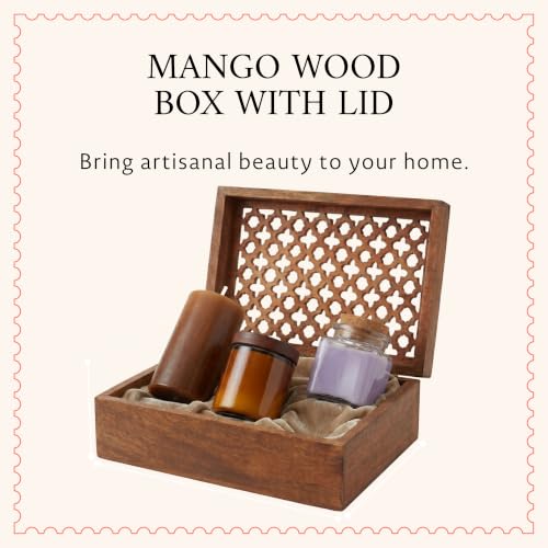 Mela Artisans Trellis Mango Wood Storage Box - Medium Burnt, 9x6 in - color: Medium Polish, size: Large