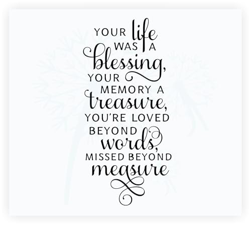 Your Life was A Blessing Memory a Treasure in Loving Memory Wall Decals - Die-Cut Adhesive Wall Lettering Vinyl Decal Sayings - Memorial Wall Decor - in Memory of Decals - Memory Wall Decal
