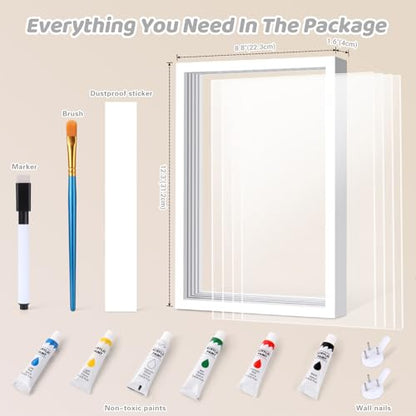 Family Handprint Kit for 4, Hand Print Keepsake Frame DIY Craft Gift - color: White, size: 4 Pages Acrylic Boards