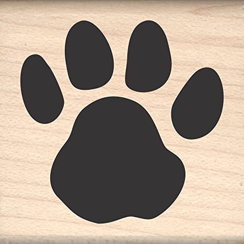 Paw Print Rubber Stamp - 1.25" Imprint - color: Black