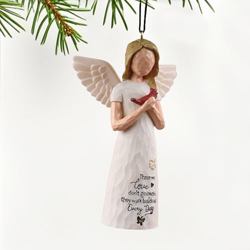 Angel Ornaments for Christmas Tree, Cardinal Ornament, Christmas Angel Tree Topper, Sculpted Hand-Painted Ornament - style: christmas tree angel