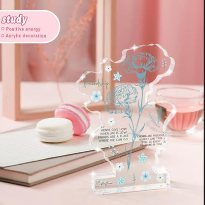 Best Friend Friendship Gifts For Women Friends Women Friend Gift Flower Acrylic Delicate Gift for Best Friend Bestie Thanksgiving Birthday Christmas Gifts - color: Firendship