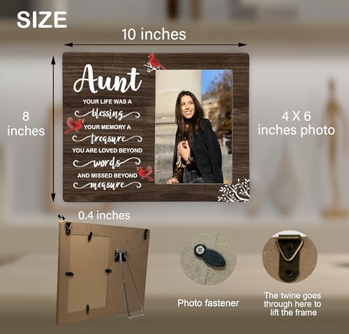 Aunt Memorial Wooden Picture Frame, In Loving Memory Remembrance Photo Frame Gifts for Aunt, Bereavement Sympathy Wooden Frame for Loss of Aunt, 4x6 inch Photo - style: Aunt Memorial